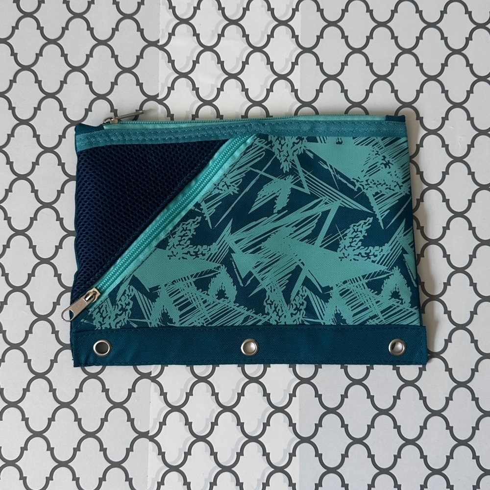 Teal and Green Zippered Pouch - Picture 2 of 3